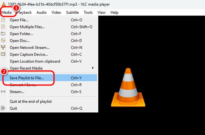 Medien Wiedergabeliste in Datei speichern VLC