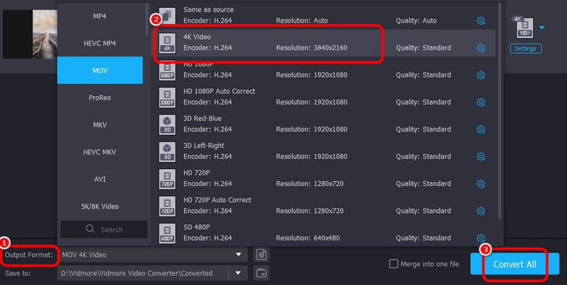 Bearbeitetes QuickTime-Video speichern Vidmore