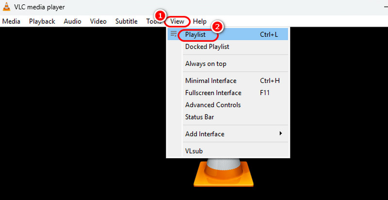Ansicht Wiedergabeliste‑Option VLC
