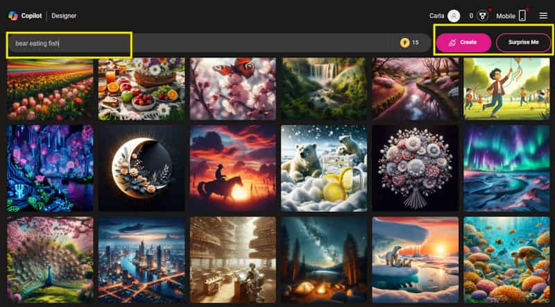 Bing KI-Generator-Eingabeaufforderung