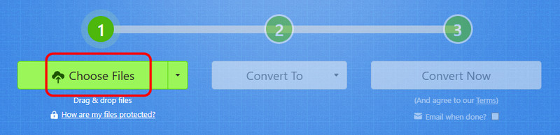 Dateien in Zamzar auswählen