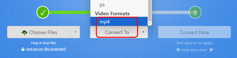 In MP4 umwandeln mit Zamzar