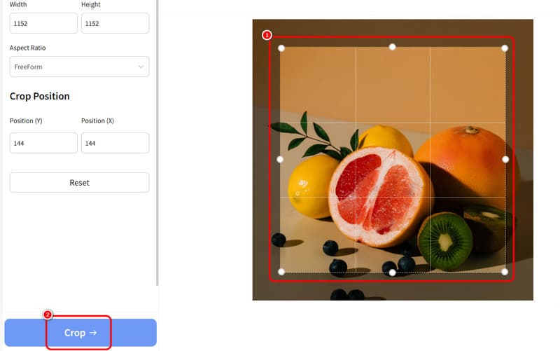 Bild in Image Resizer zuschneiden und speichern