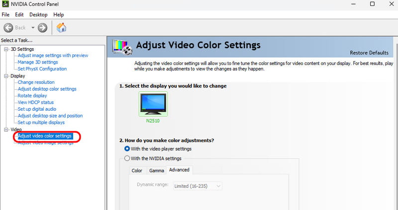 NVIDIA-Systemsteuerung VLC