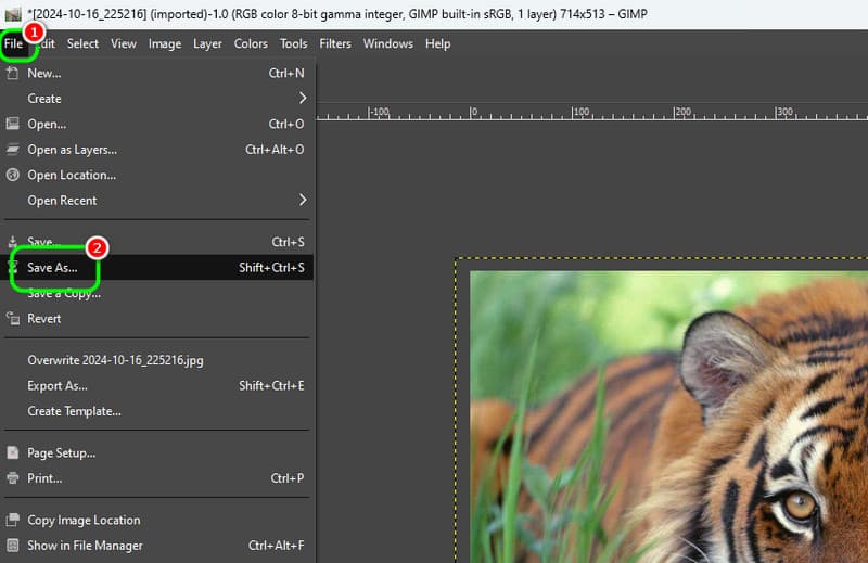 Zugeschnittenes Bild in GIMP speichern
