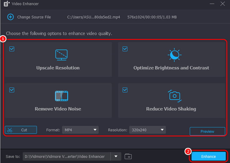 Video hochskalieren Vidmore