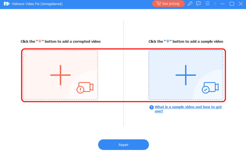 Beschädigtes und Beispielvideo mit Vidmore hinzufügen
