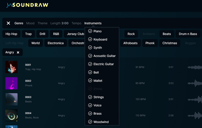 Verschiedene Instrumente hinzufügen