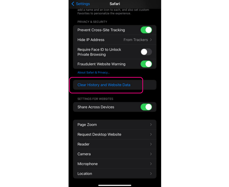 Verlauf und Websitedaten löschen