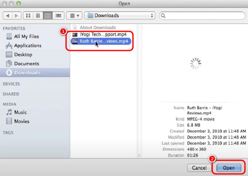 Die MP4‑Datei öffnen QuickTime Player