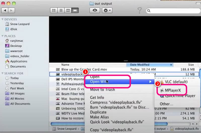 WMV mit MPlayerX öffnen