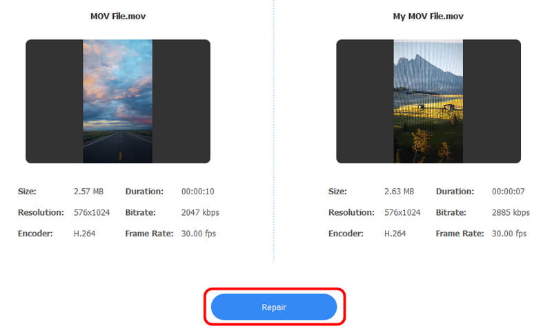 Reparaturvorgang des Videos
