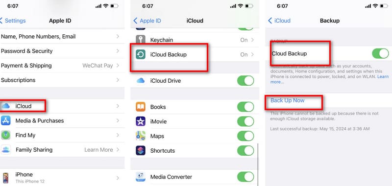 Video auf iCloud sichern