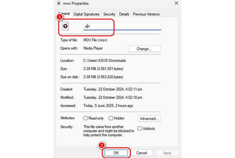 Die Dateierweiterung der MOV-Datei ändern
