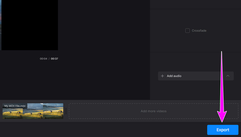 Auf Export klicken Clideo