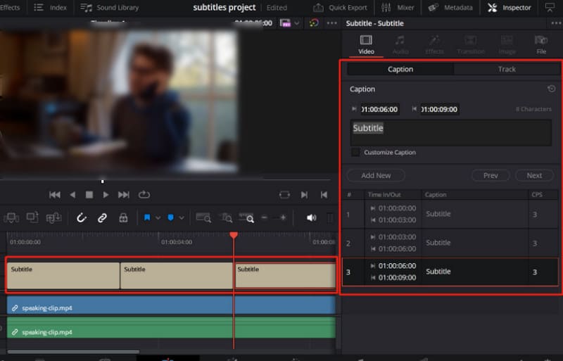 DaVinci – Untertitel bearbeiten