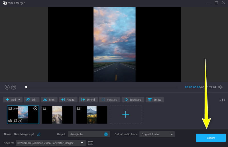 Kombinierte MOV-Videos exportieren