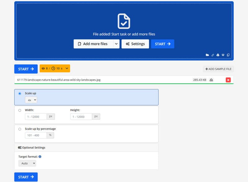 Img2go KI-Bild-Upscaler