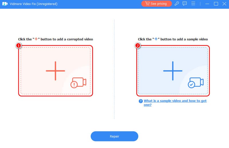 Roter-blauer Plus-Button Video hinzufügen Vidmore
