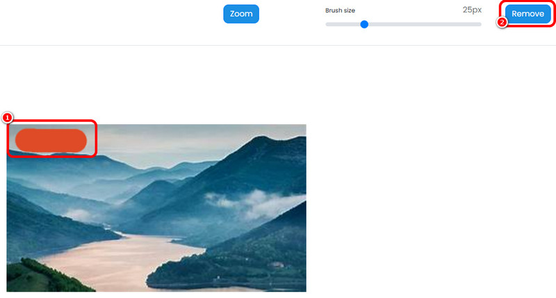 Pinselwerkzeug verwenden, um in TinyWow zu entfernen.