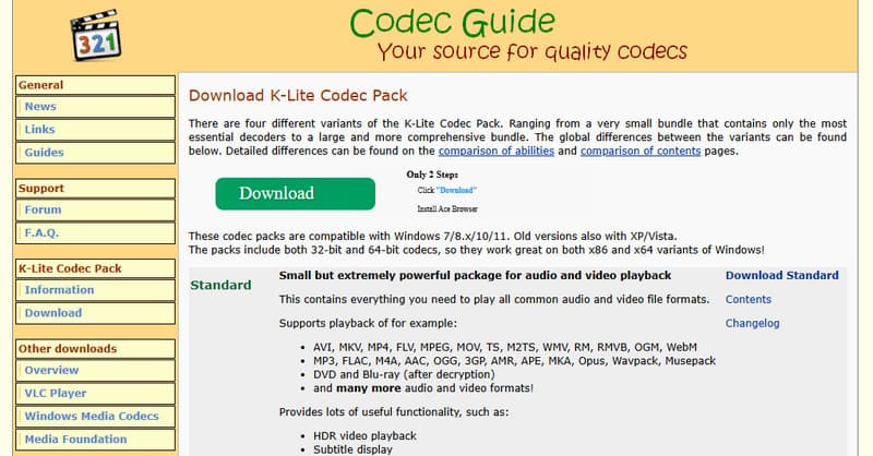 Codec-Erweiterung installieren