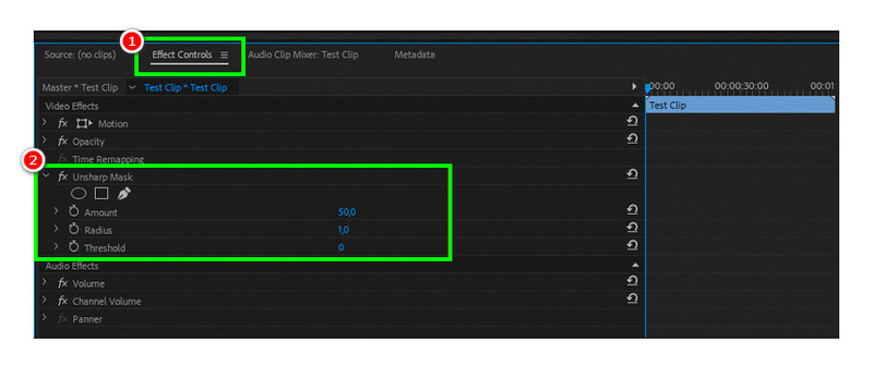 Effect Controls Sharpen Video Premiere