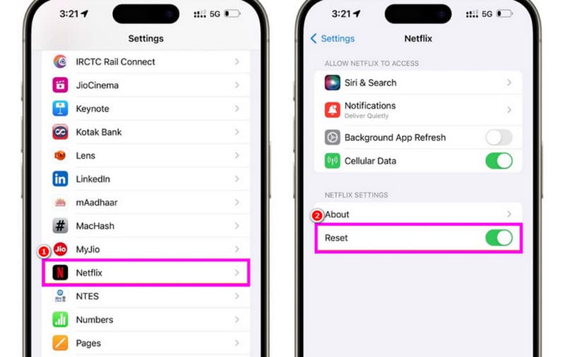 Netflix‑App auf dem iPhone zurücksetzen