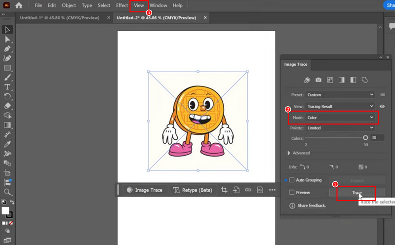 Ansicht Bildnachzeichner Farbe Illustrator