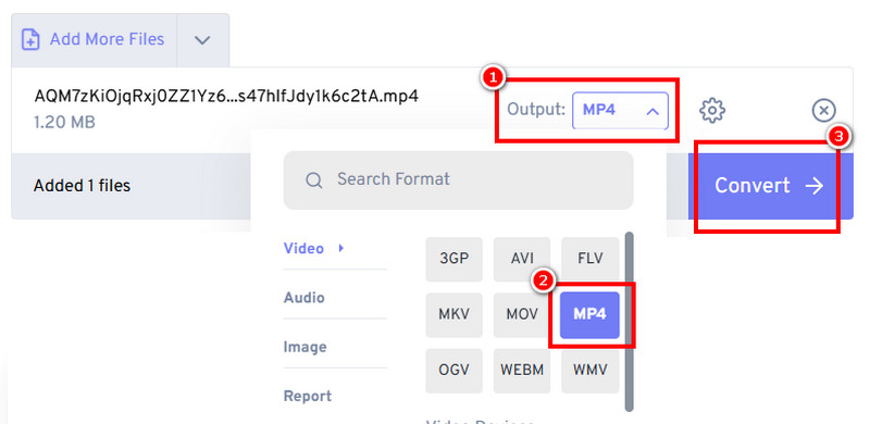 F4V mit FreeConvert in MP4 umwandeln
