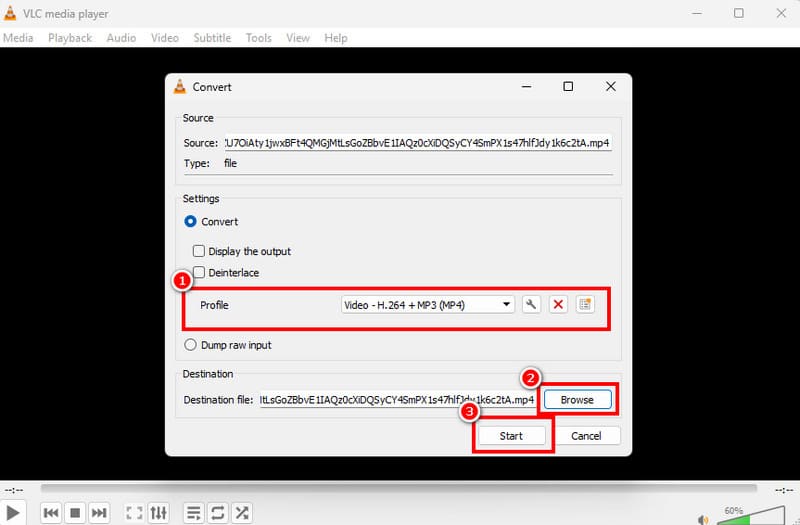 F4V mit VLC in MP4 umwandeln