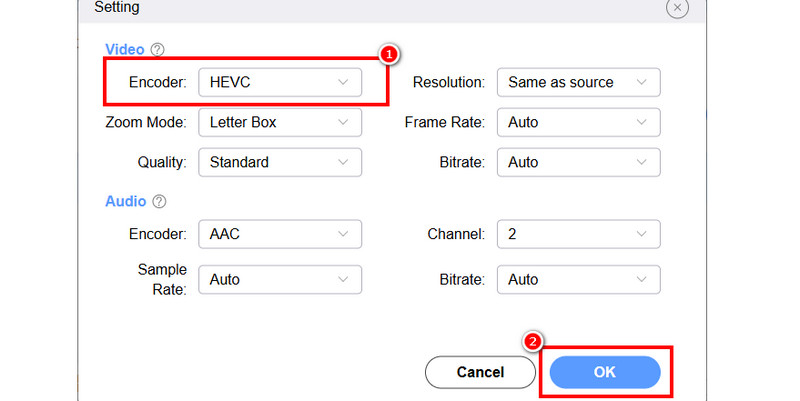 Einstellungen Hevc Encoder Vidmore