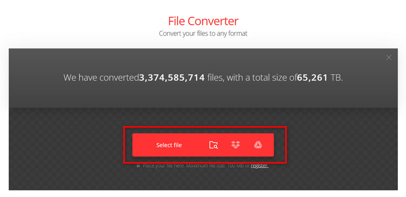Convertio Datei auswählen
