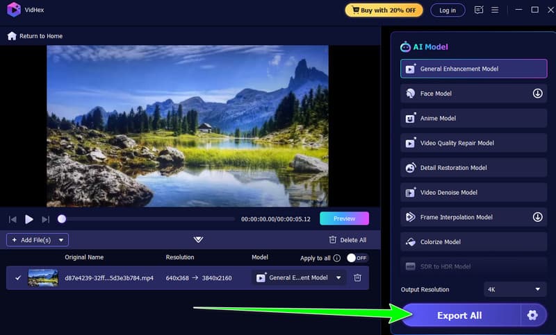 Verbessertes Video exportieren Vidmore