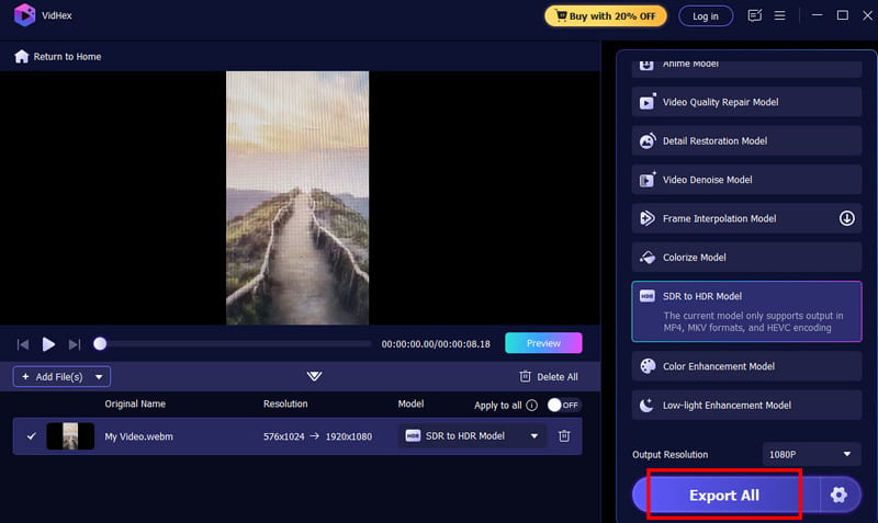 Export Button Vidmore