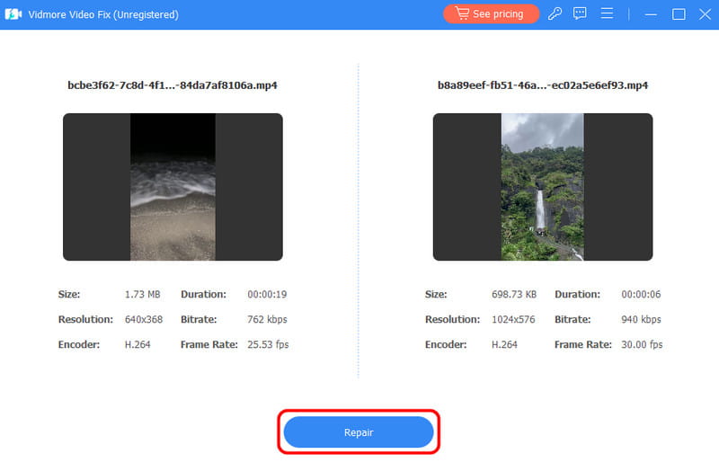 Reparaturvorgang in Vidmore