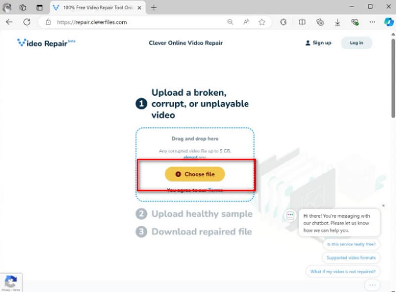 Online‑Reparatur Beschädigtes Video hinzufügen