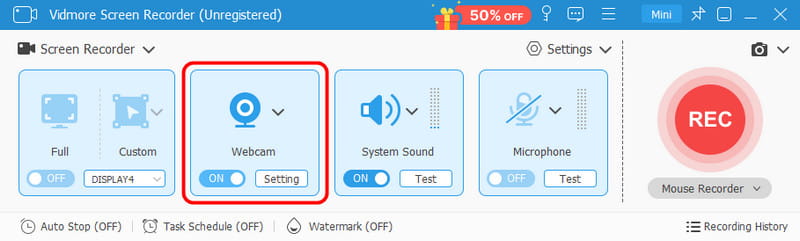Webcam in Vidmore einschalten