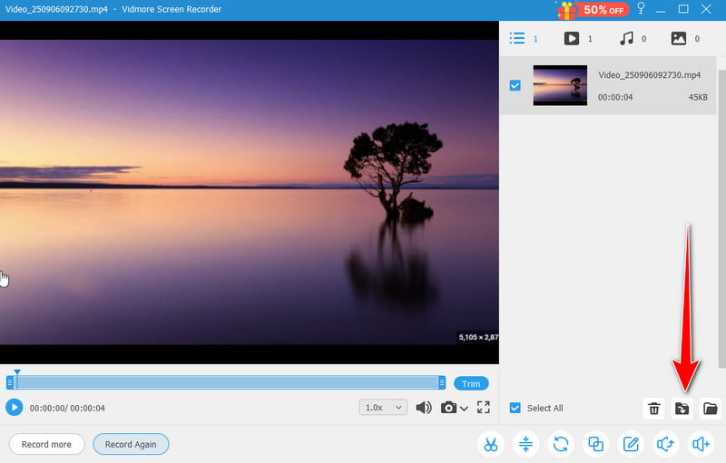 Aufgezeichnetes Video exportieren Vidmore