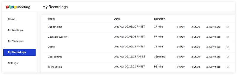 Aufnahme herunterladen