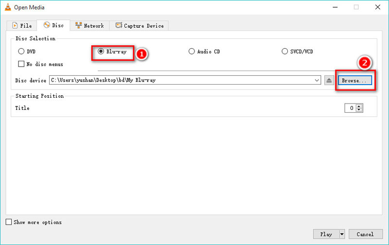 Blu-ray in VLC suchen