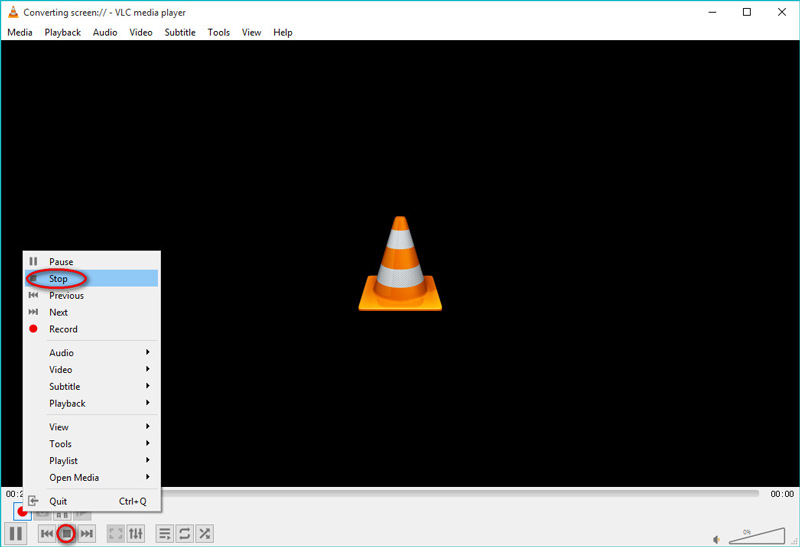 VLC-Bildschirmaufnahme stoppen