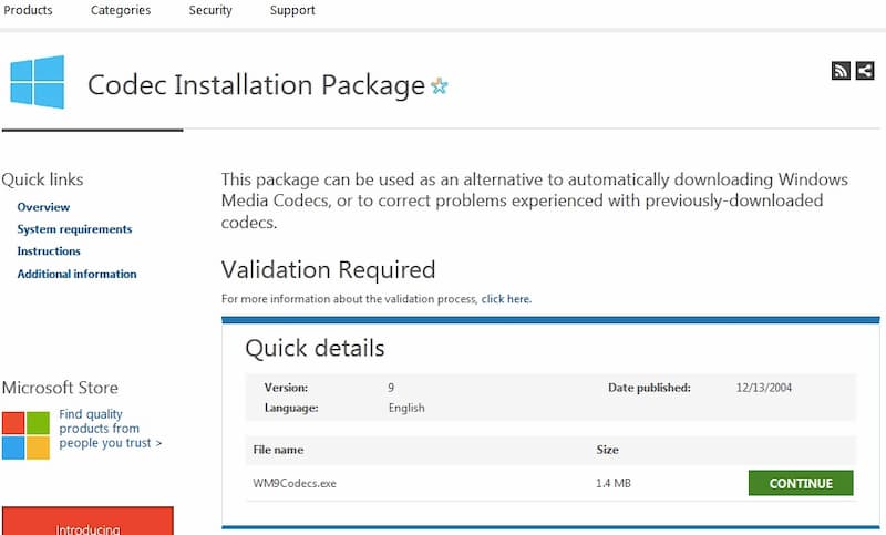Installation des MP4‑Codecs für Windows Media Player