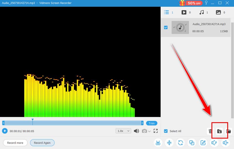 Gespeicherte Spotify‑Aufnahme speichern exportieren Vidmore