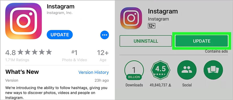 Instagram‑App aktualisieren